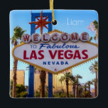 Ornement En Céramique Las Vegas personnalisé<br><div class="desc">Personnalisé Las Vegas par le designer Ayasha Loya.</div>