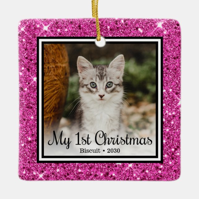 Ornement En Céramique Le 1er Noël de minou (Devant)