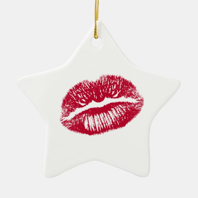 Ornement En Céramique Le Baiser, Lèvres Rouges (Devant)