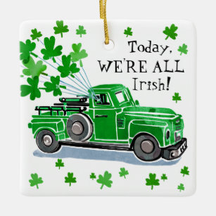 Ornement En Céramique Le camion vintage de vert du jour de St Patrick