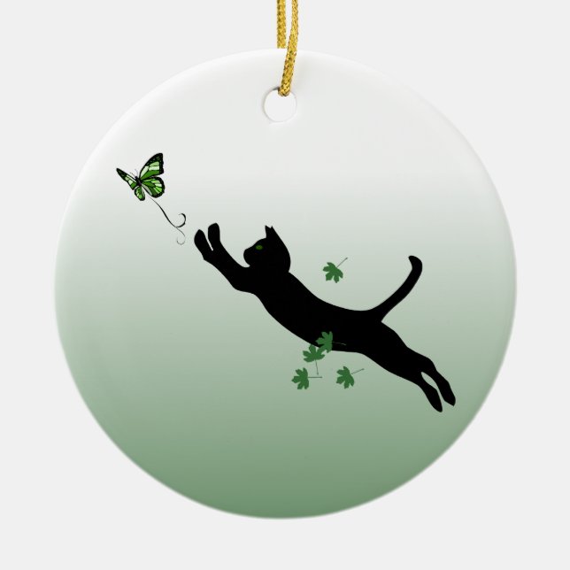 Ornement En Céramique Le chat et le papillon (Devant)
