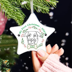 Ornement En Céramique Le chien du Labrador Cadeau de Noël personnalisé