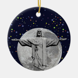 Ornement En Céramique Le Christ, lune et étoiles