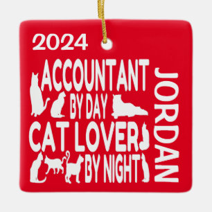 Ornement En Céramique Le comptable aime les chats PERSONNALISÉ