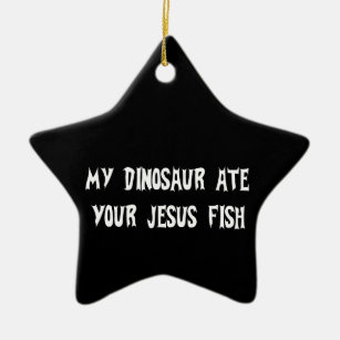 Ornement En Céramique Le dinosaure mange des poissons de Jésus