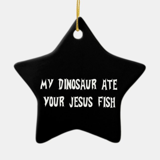 Ornement En Céramique Le dinosaure mange des poissons de Jésus (Devant)