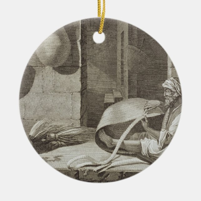 Ornement En Céramique Le fabricant de panier, des arts et des commerces (Devant)