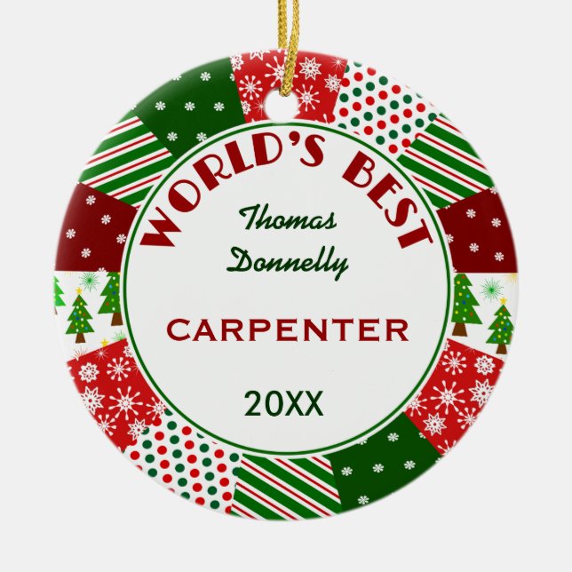 Ornement En Céramique Le MEILLEUR CHARPENTIER ou toute profession (Devant)