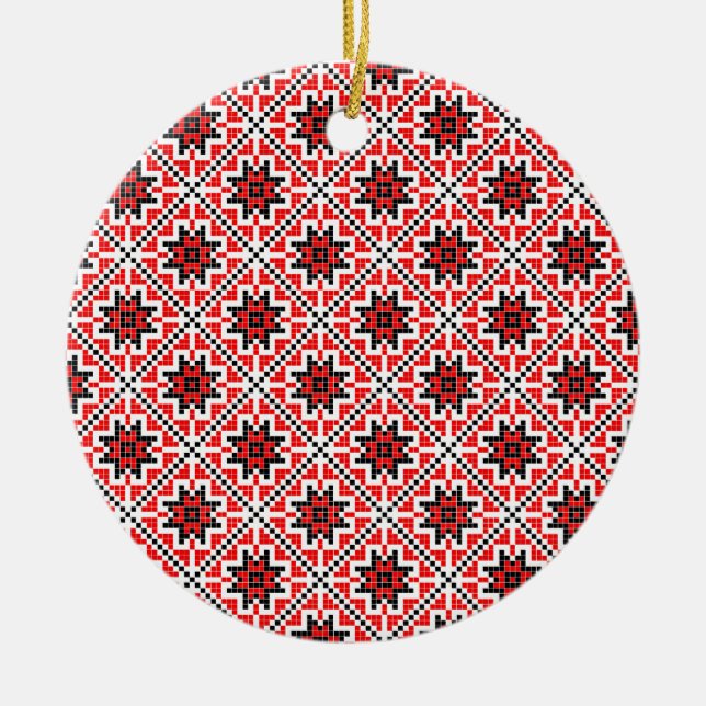 Ornement En Céramique le motif traditionnel roumain du costume ethnique (Devant)