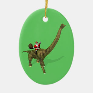 Ornement En Céramique Le Père Noël À cheval Sur Brachiosaurus
