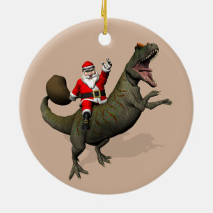 Ornement En Céramique Le Père Noël À L'Allosaurus