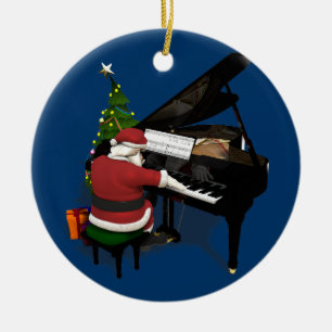 Ornement En Céramique Le Père Noël Jouer Piano
