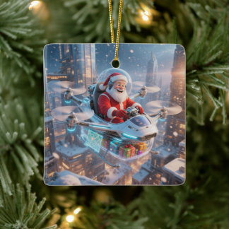 Ornement En Céramique Le Père Noël Sci-Fi le plus Cool