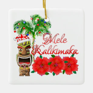 Ornement En Céramique Le Père Noël Tiki Mele Kalikimaka