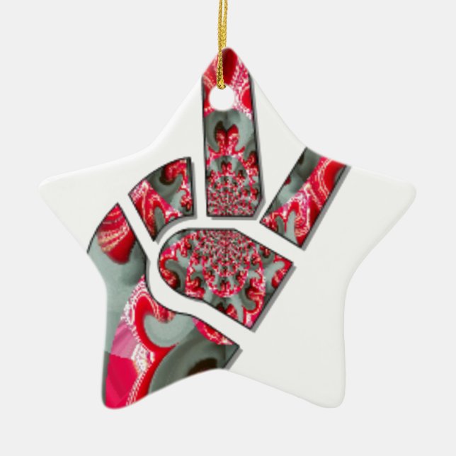 Ornement En Céramique Le pouvoir dans la paume : le salut à deux doigts (Devant)