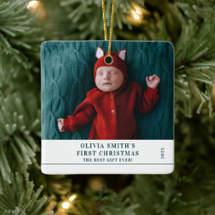 Ornement En Céramique Le premier Noël de bébé  Annonce des statistiques 