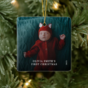 Ornement En Céramique Le premier Noël de bébé Annonce des statistiques