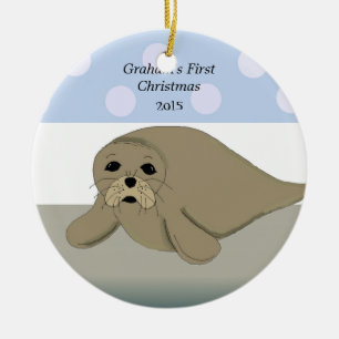 Ornement En Céramique Le premier Noël de bébé Otarie