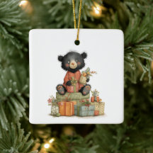 Le premier Noël de bébé Ours mignon Texte vert