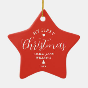 Ornement En Céramique Le premier Noël de bébé personnalisé avec un nom