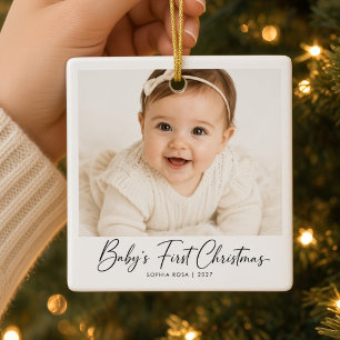 Ornement En Céramique Le premier Noël de bébé - Photo personnalisée avec