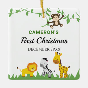 Ornement En Céramique Le premier Noël de bébé Safari Animaux de la jungl
