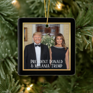 Ornement En Céramique Le Président Donald Trump & Melania Elegant 2020