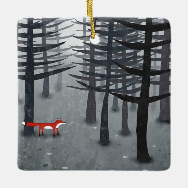 Ornement En Céramique Le renard et la forêt (Devant)
