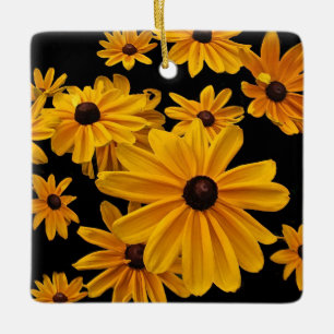 Ornement En Céramique Le Rudbeckia Susan observée par noir fleurit