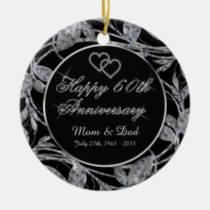 Ornement En Céramique Le soixantième diamant heureux d'anniversaire