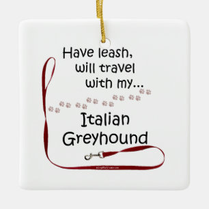 Ornement En Céramique Leash de voyage Greyhound italien - Porte - clé