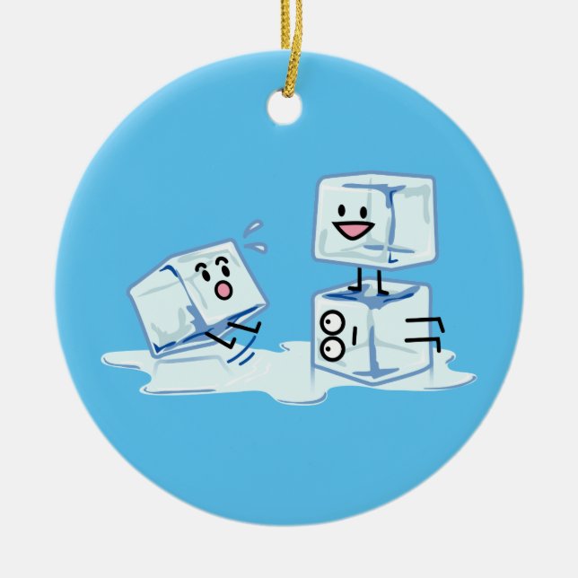 Ornement En Céramique l'eau glaciale de cube en glaçons glissant le (Devant)