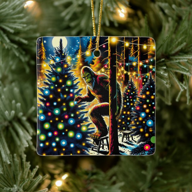 Ornement En Céramique Légendaire Noël Bigfoot Personnalisé (Arbre)