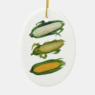 Ornement En Céramique Légumes sains de nourriture vintage, maïs frais su