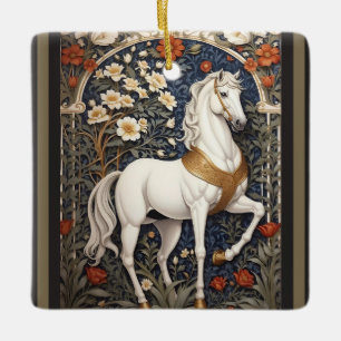 Ornement En Céramique L'Élégant William Morris Inspiré Cheval Blanc