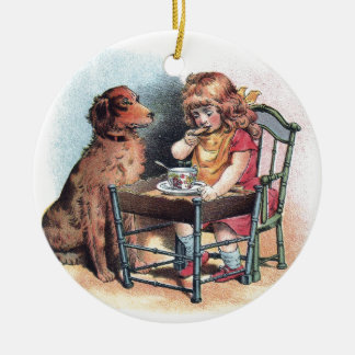Ornement En Céramique L'enfant en bas âge de observation de chien