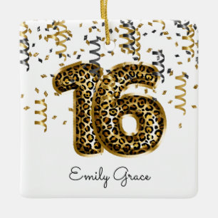 Ornement En Céramique Leopard Foil 16 Ballons d'anniversaire Ados cadeau