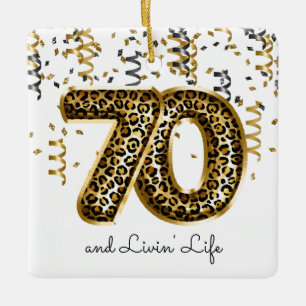 Ornement En Céramique Leopard Foil Ballons d'anniversaire 70 Livin Life 
