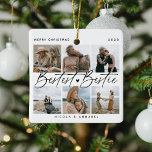 Ornement En Céramique Les amis de 'Bestest Bestie' tiennent un collage p<br><div class="desc">Faites savoir à un ami combien elle veut vous dire avec ce cadeau de gardien photo collage de noël ornement. Design comprend 6 de vos photos préférées de vous et de votre meilleur ami,  texte de script qui dit 'Meilleure Bestie',  nom(s) et année.</div>