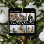 Ornement En Céramique Les amis de 'Bestest Bestie' tiennent un collage p<br><div class="desc">Faites savoir à un ami combien elle veut vous dire avec ce cadeau de gardien photo collage de noël ornement. Design comprend 6 de vos photos préférées de vous et de votre meilleur ami,  texte de script qui dit 'Meilleure Bestie',  nom(s) et année.</div>