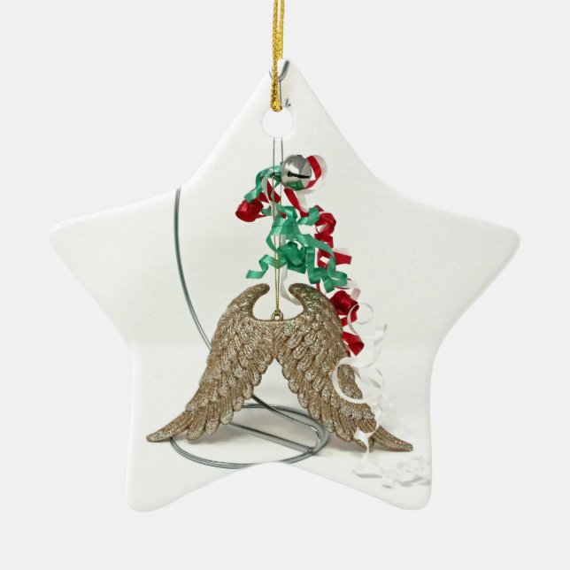 Ornement En Céramique Les anneaux de Bell, un ange lui obtient des (Devant)