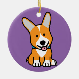 Ornement En Céramique Les Corgis de corgi poursuivent le Pembroke