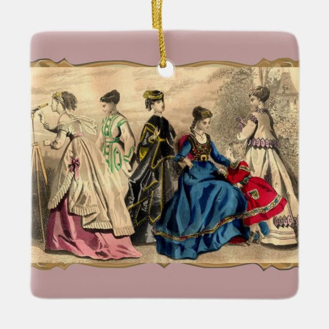 Ornement En Céramique Les dames victoriennes à la mode (Devant)