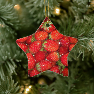 Ornement En Céramique Les fraises rouges image de l'étoile forme Noël