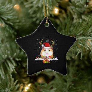 Ornement En Céramique Les lumières de Noël des rennes de Noël des coc
