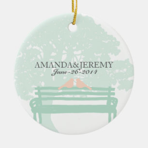 Ornement En Céramique Les oiseaux à l'occasion d'un Mariage-banc de parc