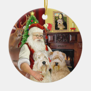 Ornement En Céramique Les terriers Wheaten de Santa (DEUX)