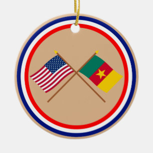 Ornement En Céramique Les USA et drapeaux croisés par Cameroun