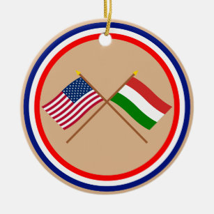 Ornement En Céramique Les USA et drapeaux croisés par Hongrie