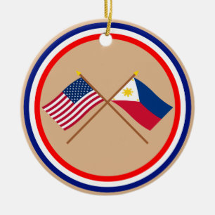 Ornement En Céramique Les USA et drapeaux croisés par Philippines